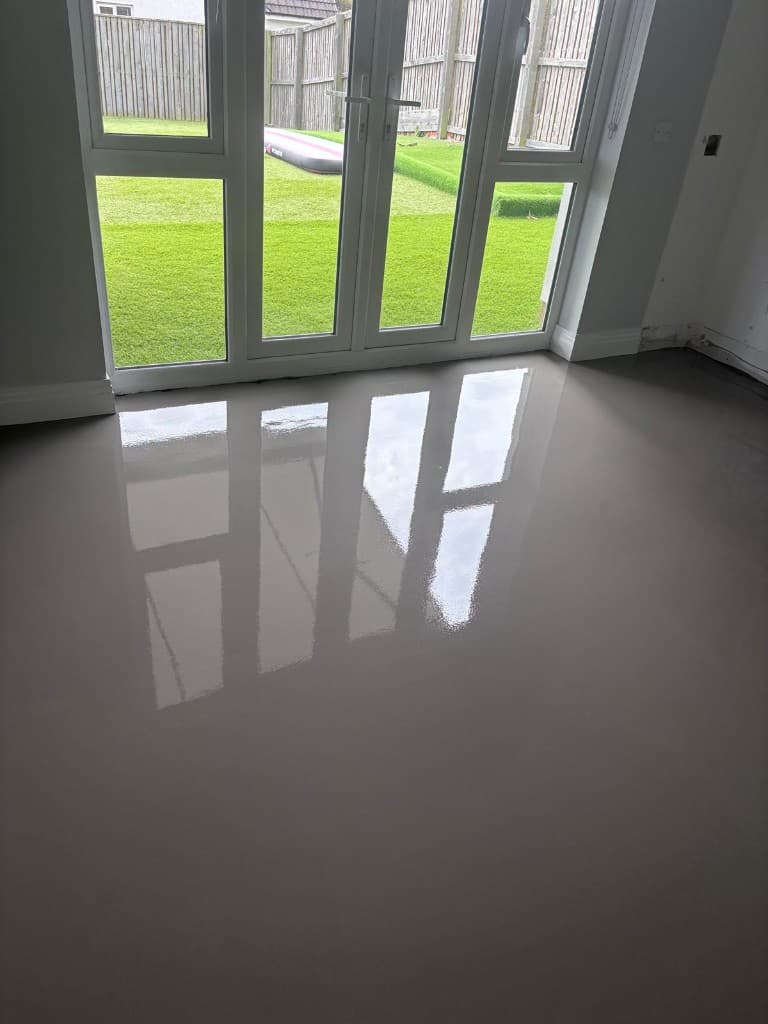 Herringbone LVT flooring installation with custom border — Parfait Flooring, Glasgow